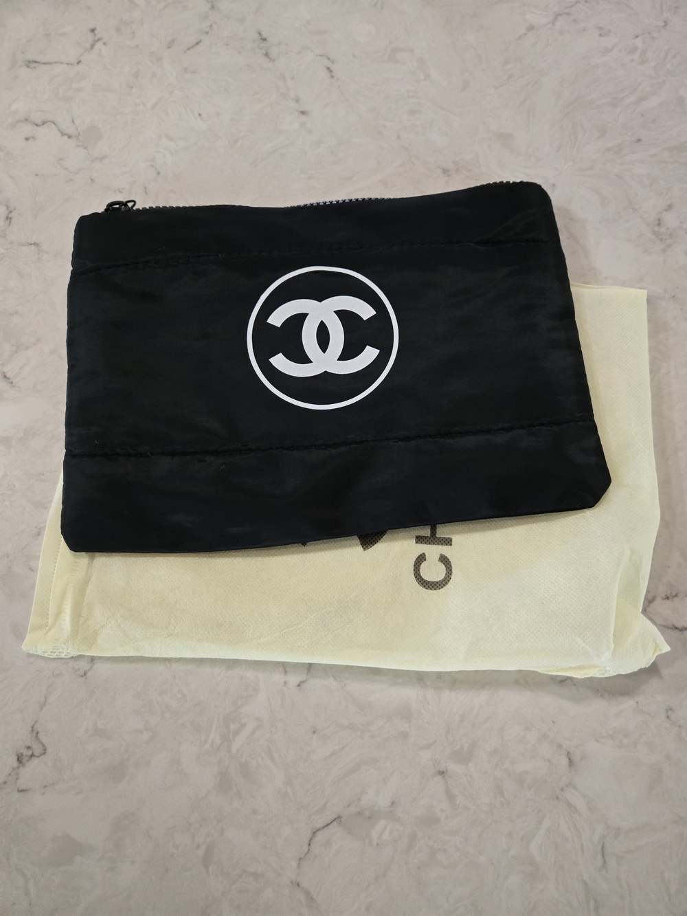 Chanel Black Logo Zip Pouch